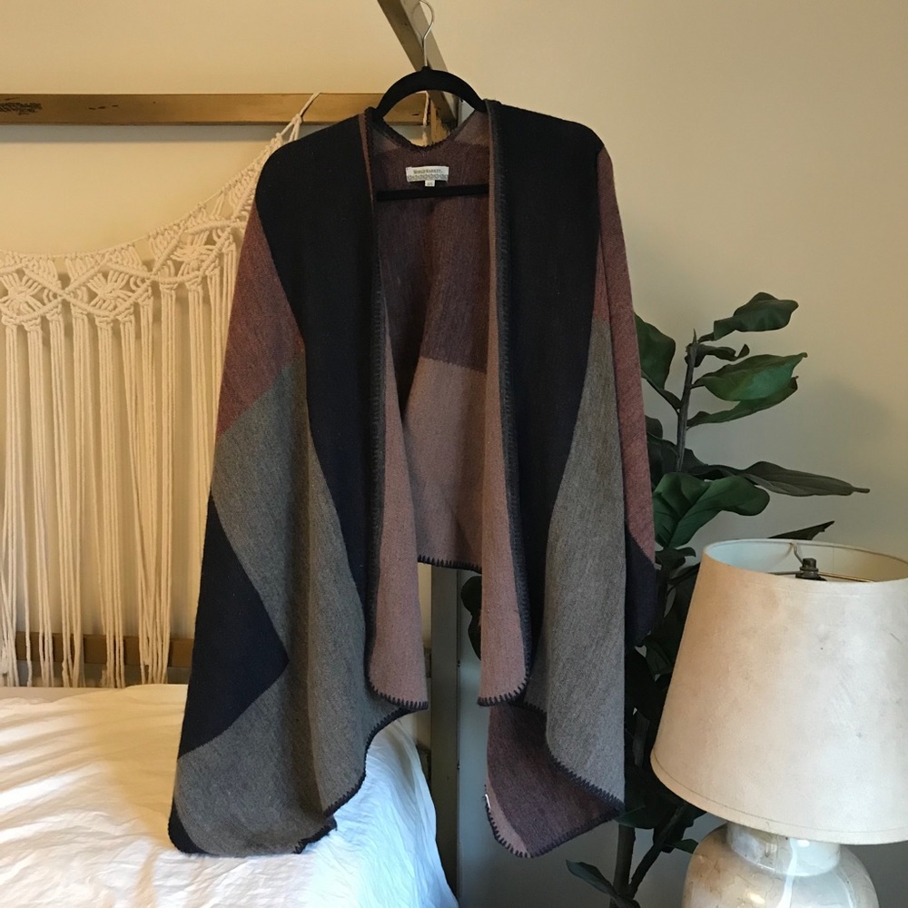 World Market Color Block Shawl / Poncho